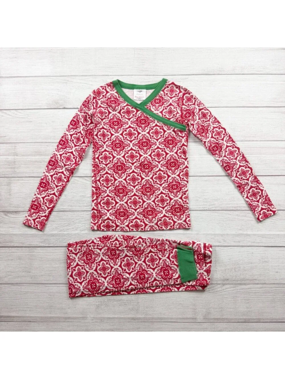 Hanna Andersson Kids Organic Cotton Red Floral Pajama Set 10